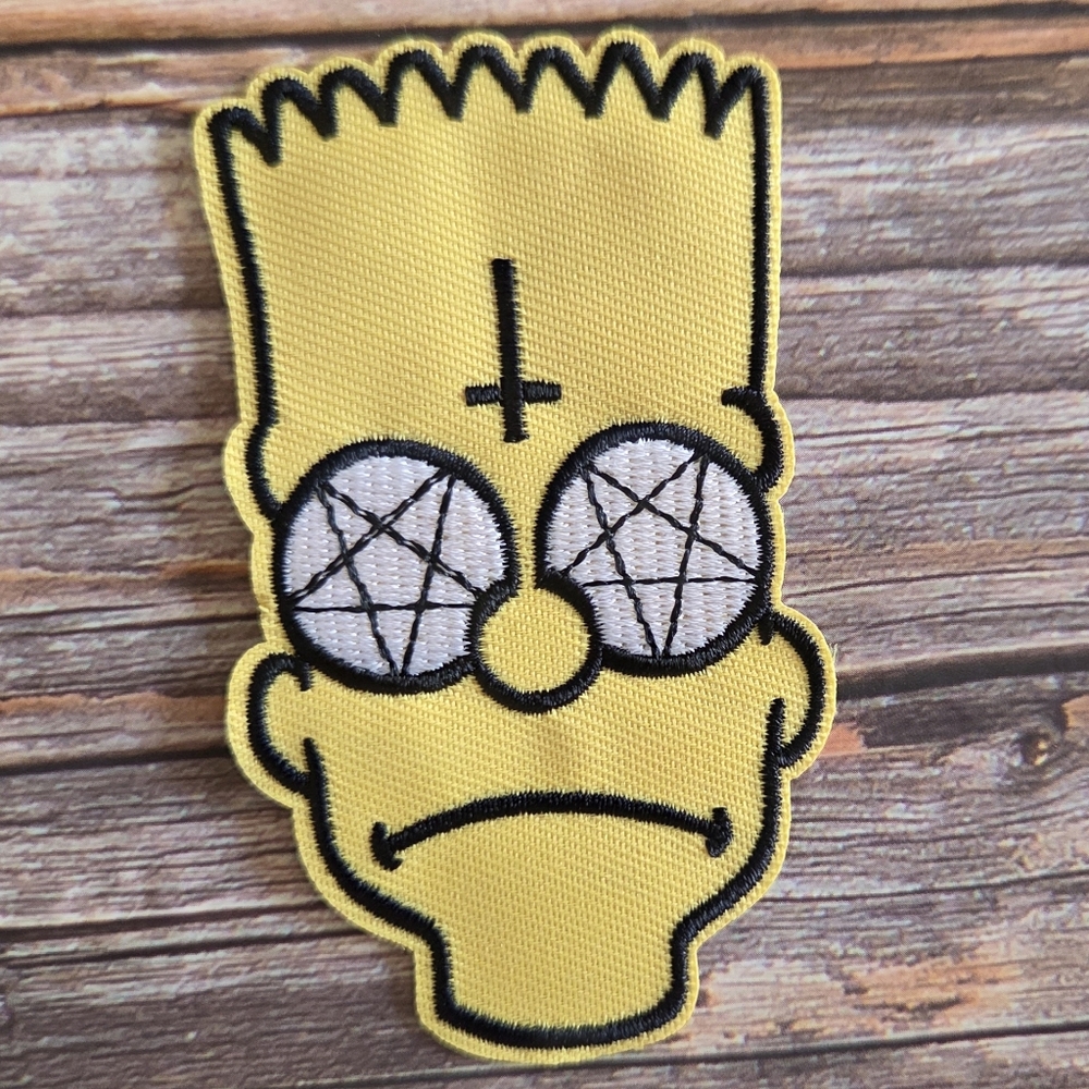 Satanic Bart Simpson Pentagram Occult Goth Iron On Patch